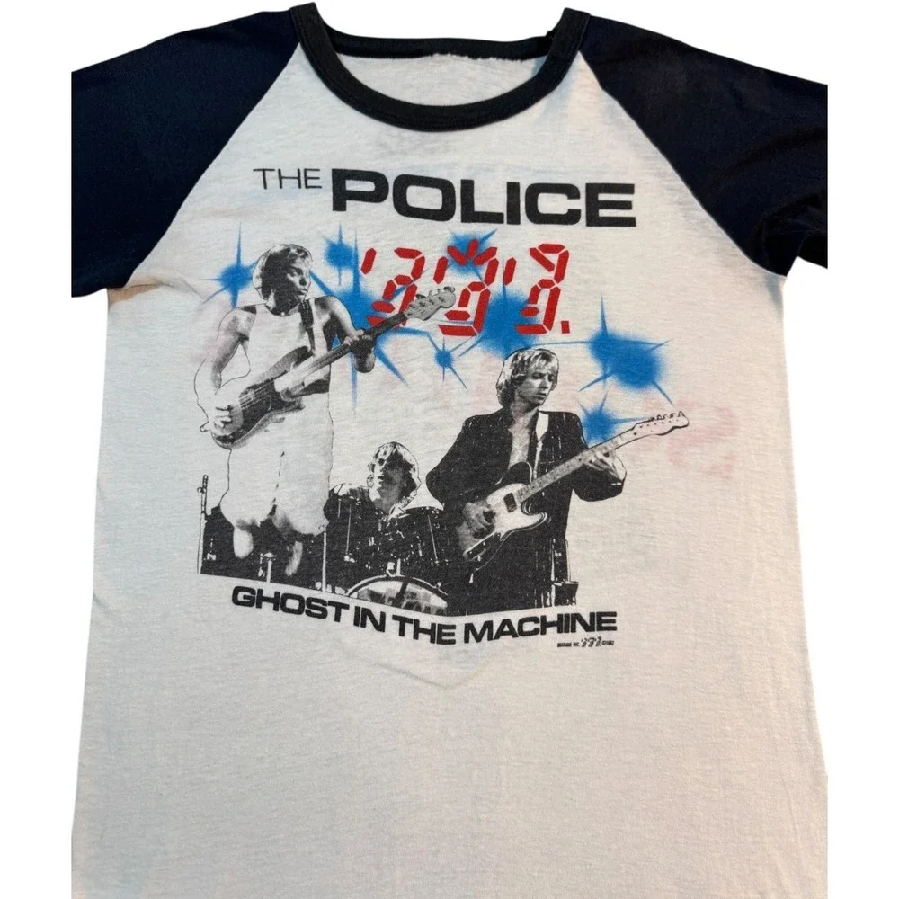 Vtg 1982 The Police Ghost In The Machine Tour Raglan 3/4 Sleeve Shirt Phase II M - Picture 4 of 10
